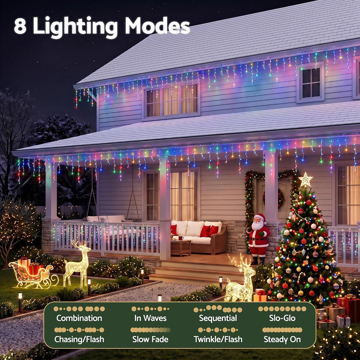 Jingle Jollys Christmas Icicle Lights – Solar & Plug-In Options – view 2