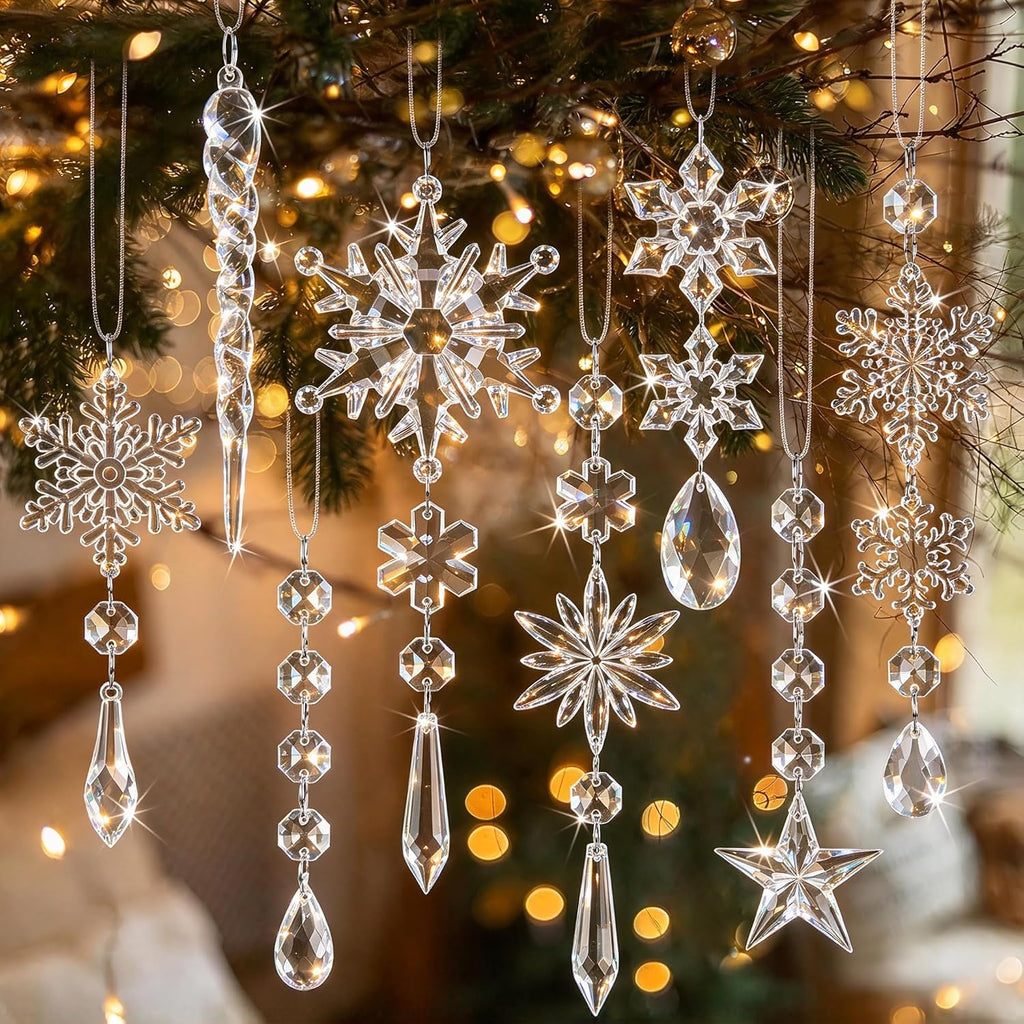 Clear Acrylic Snowflake & Crystal Ornaments
