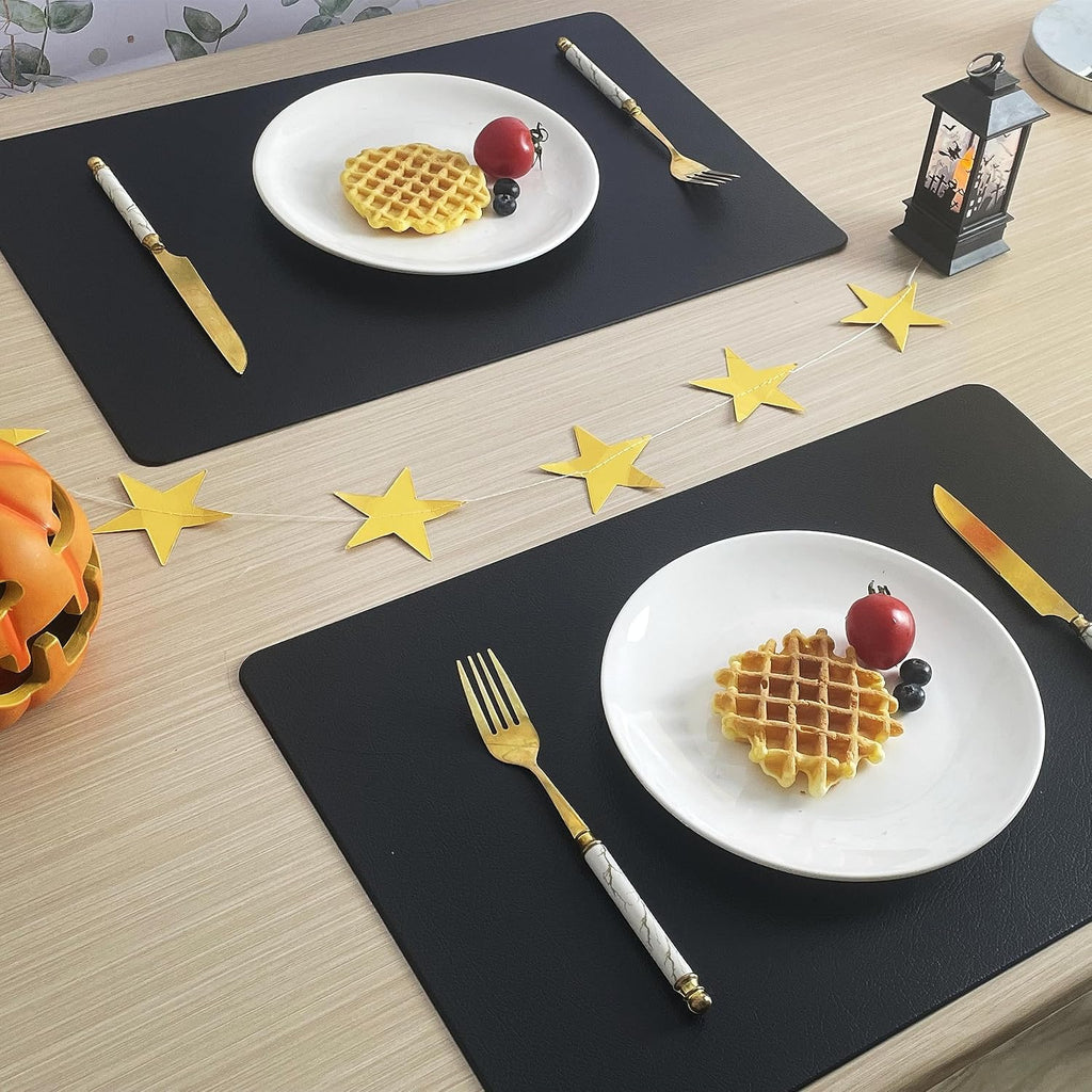 Black Faux Leather Placemats – Wipe-Clean Table Mats – view 4
