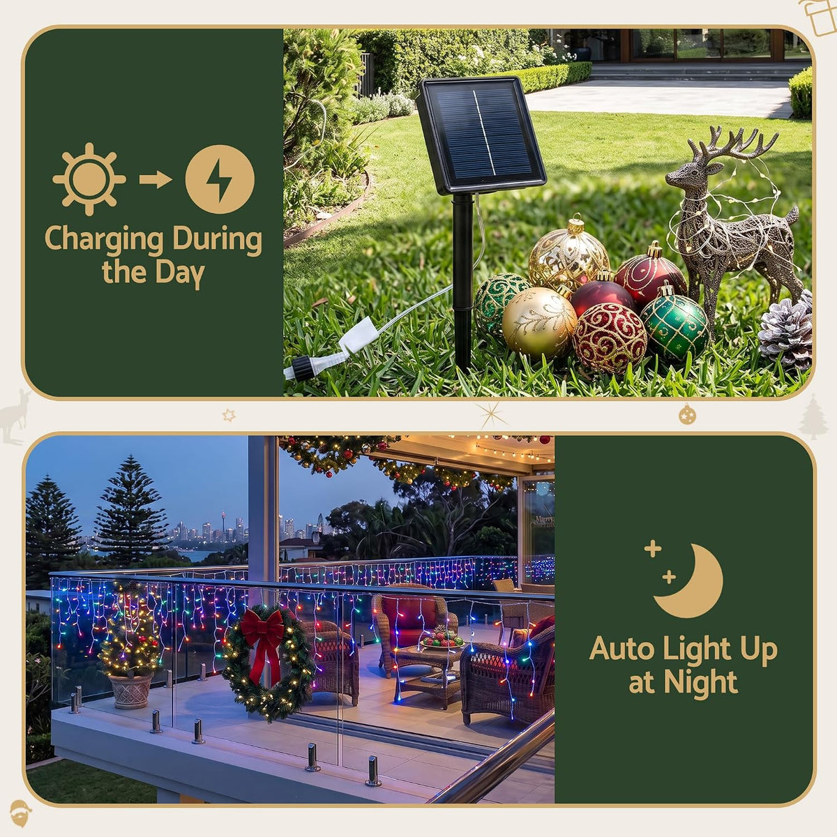 Jingle Jollys Christmas Icicle Lights – Solar & Plug-In Options – view 3