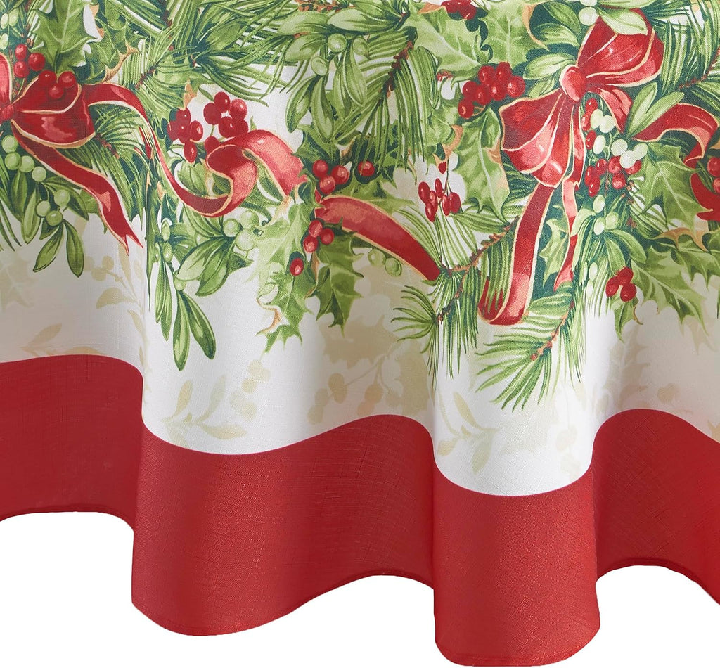 Holly Traditions Round Christmas Tablecloth – 178 cm