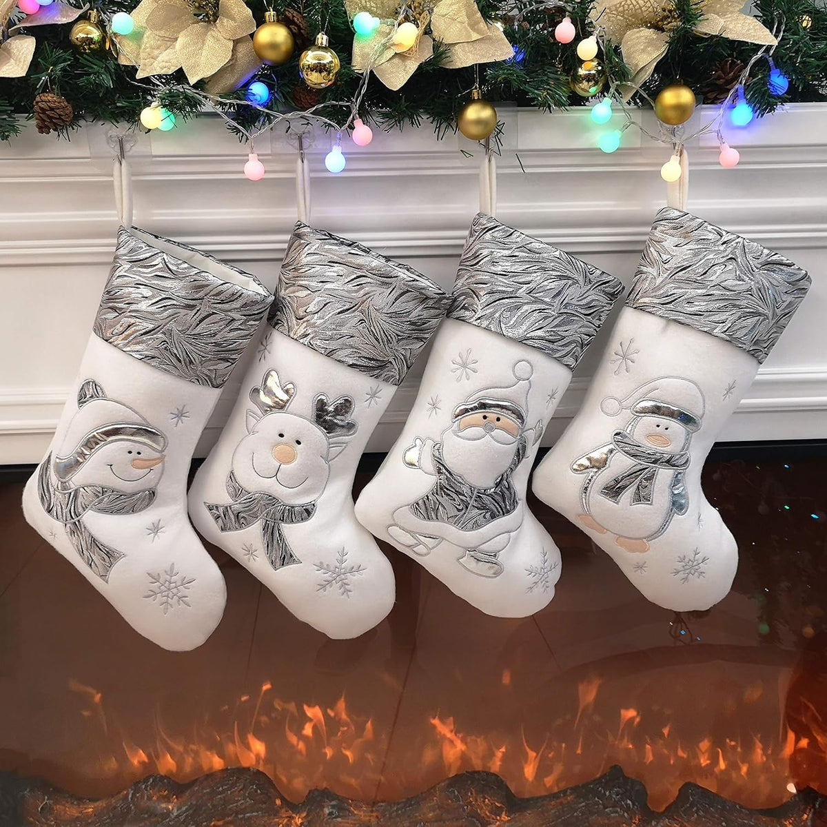 Christmas Stockings – Set of 4 Santa & Friends