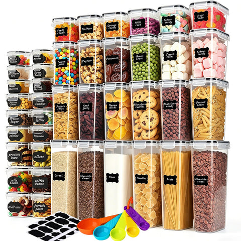 Airtight Pantry Storage Containers Set with Labels