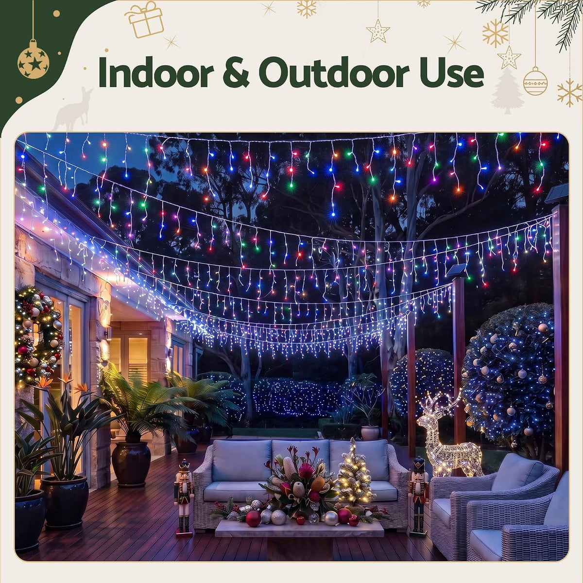 Jingle Jollys Christmas Icicle Lights – Solar & Plug-In Options – view 4