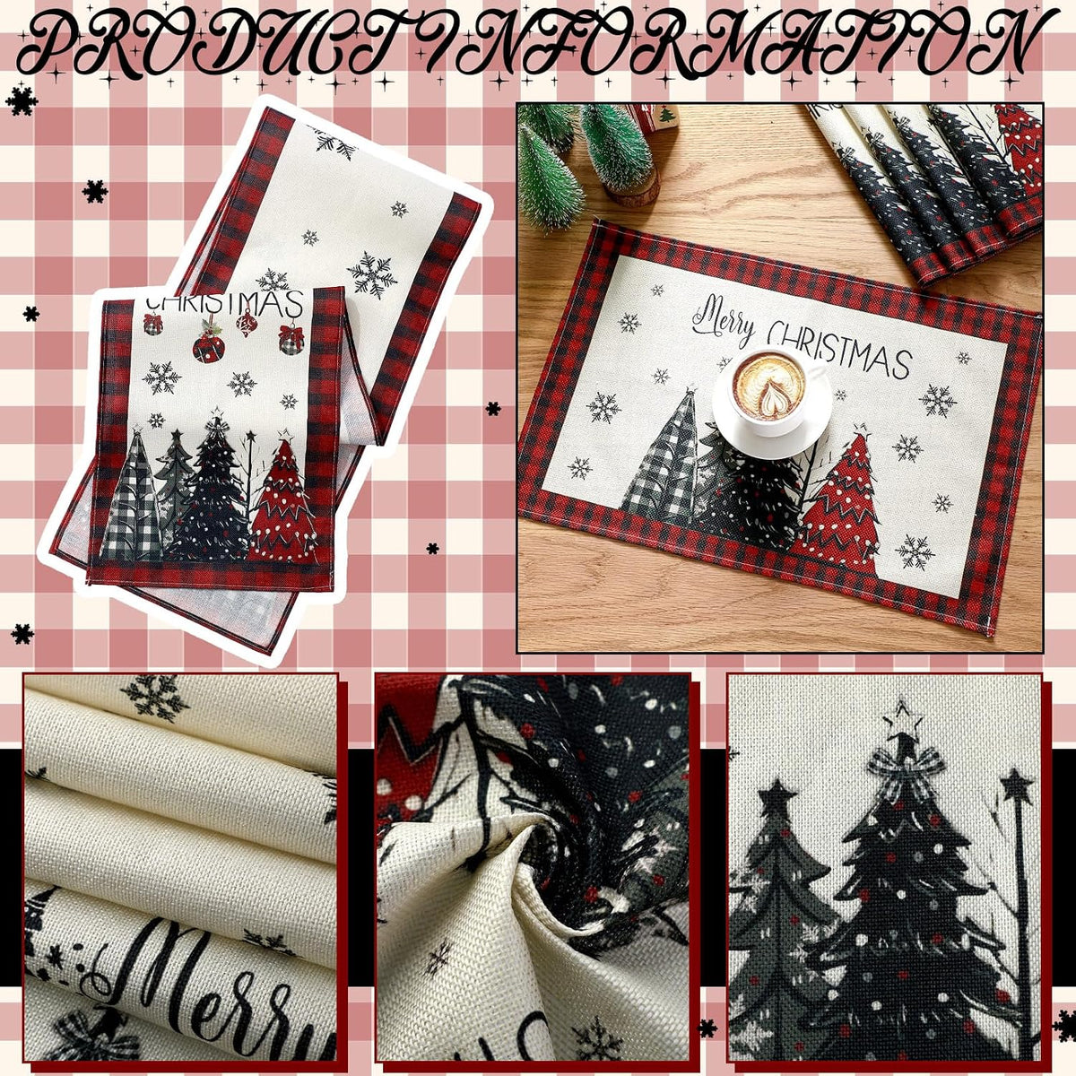 Christmas Table Runner & Placemats Set – 7 Piece – view 5