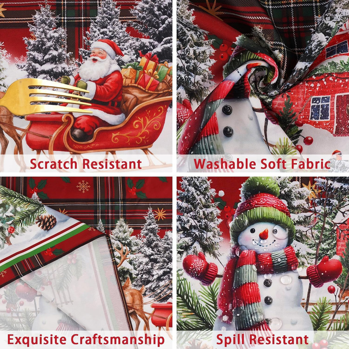 Christmas Tablecloth – Plaid, Tree & Gingerbread Prints – view 7