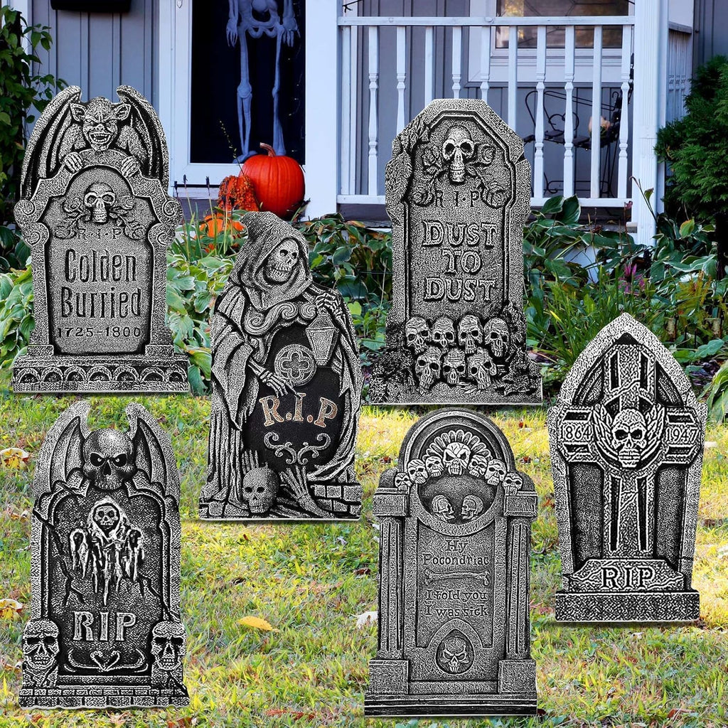 Large Graveyard Tombstones – 6 Piece Halloween Yard Signs