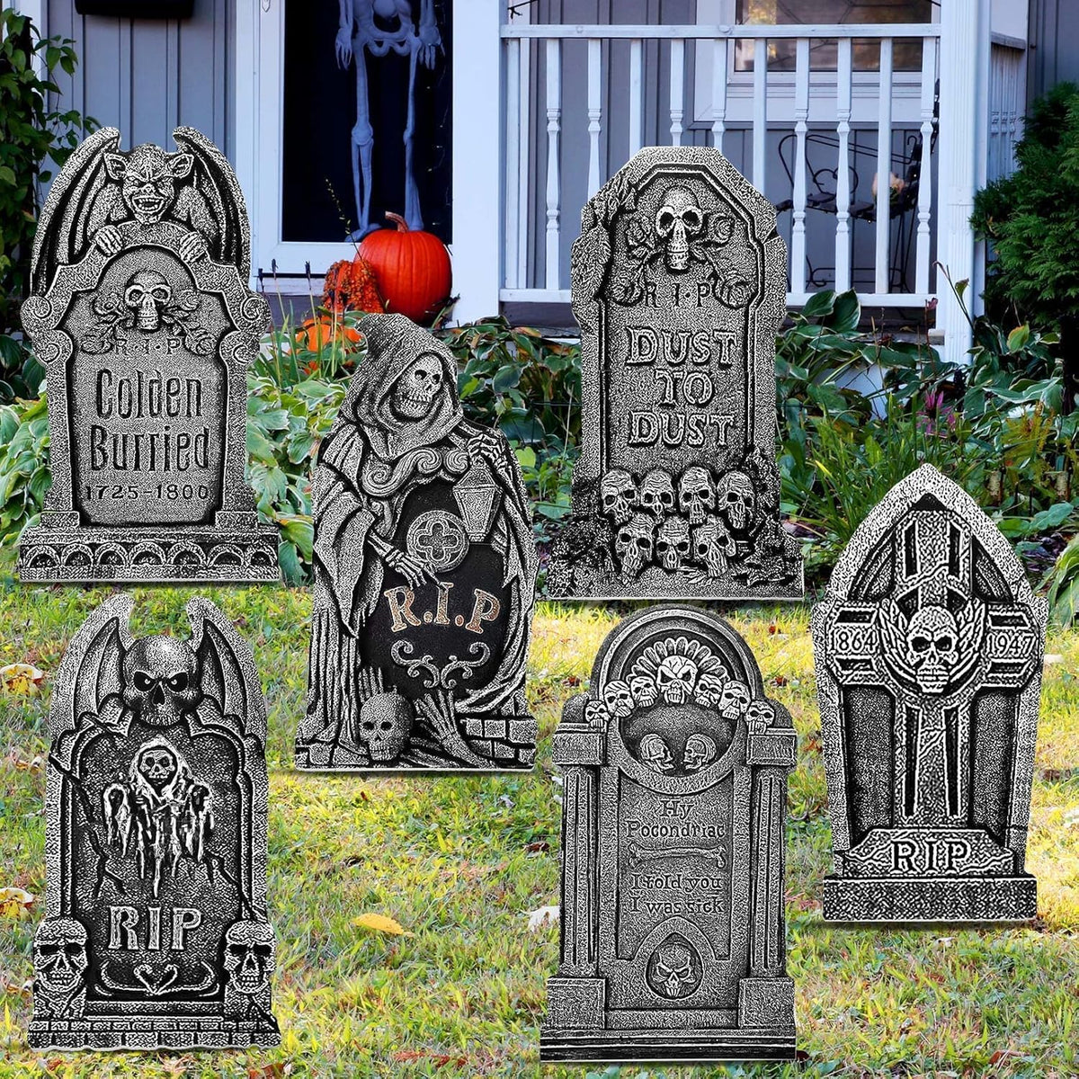 Large Graveyard Tombstones – 6 Piece Halloween Yard Signs