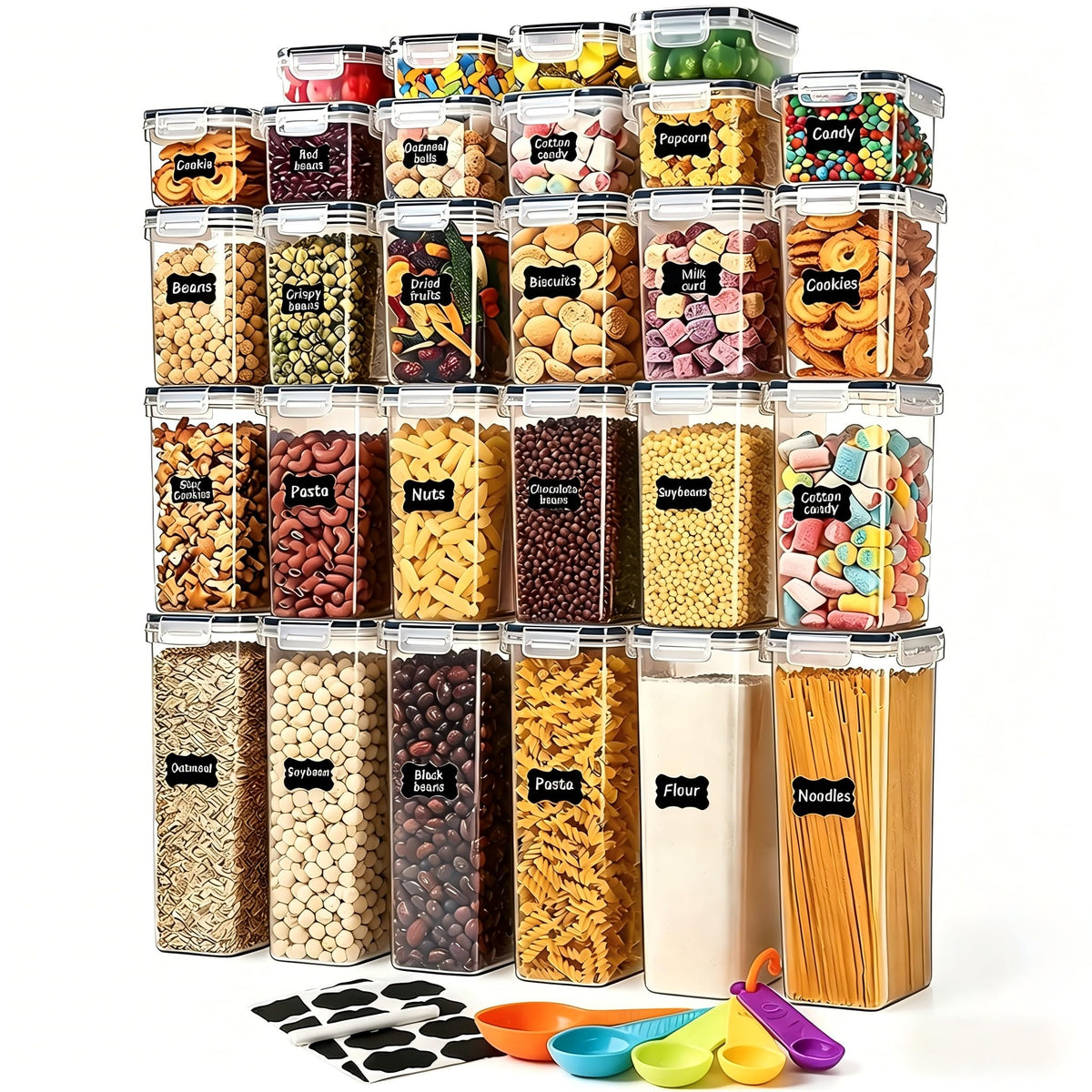 Airtight Pantry Storage Containers Set with Labels