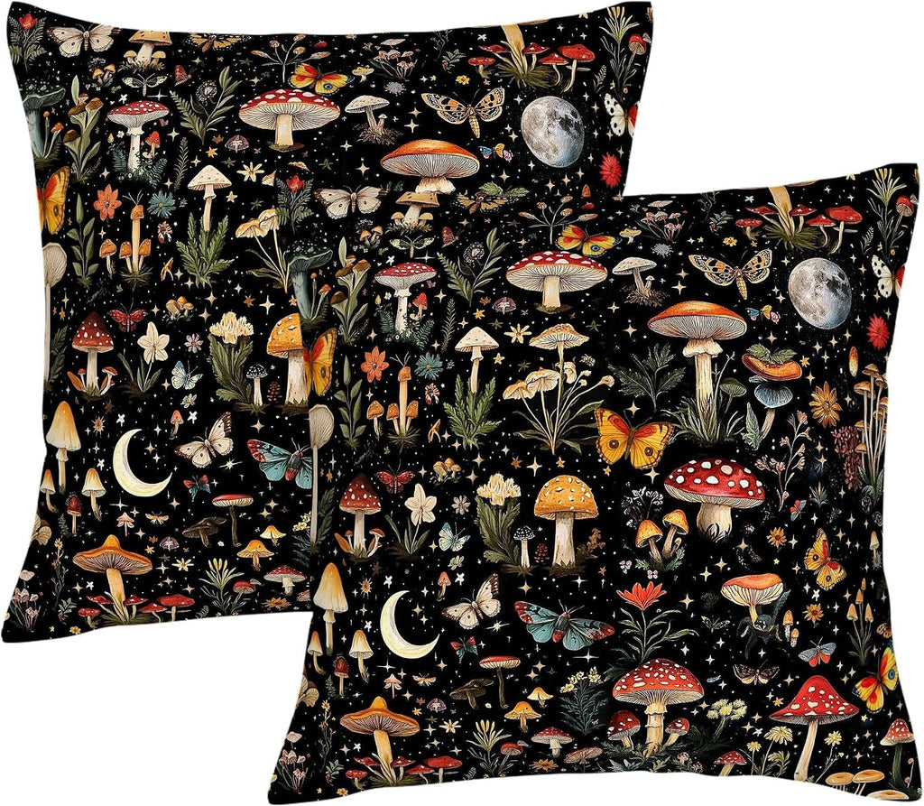 Witchy Mushroom Cushion Covers – 2 Pack