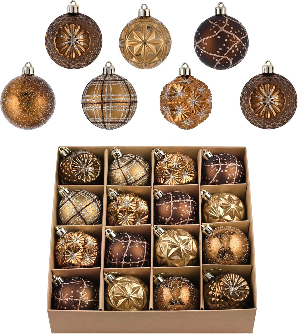 Copper & Gold Christmas Ornaments – 16 Piece