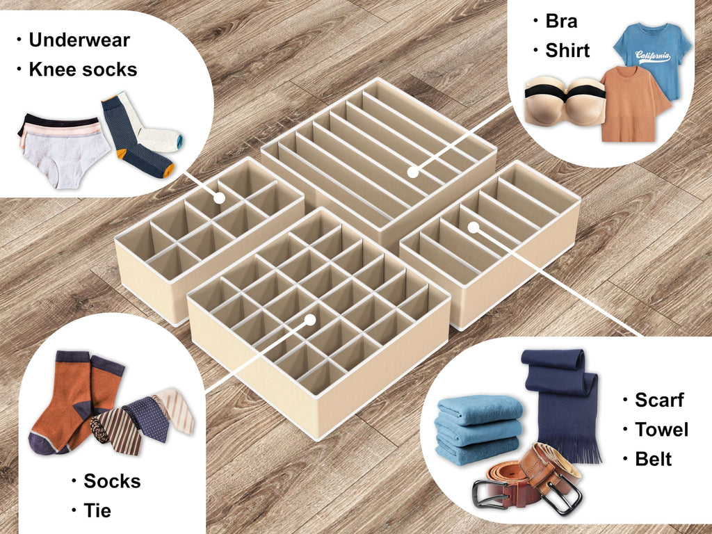Underwear & Sock Drawer Organisers – 4 Pack