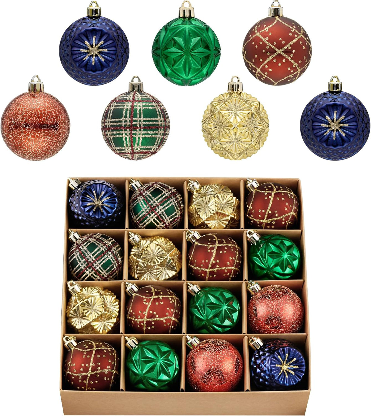 Copper & Gold Christmas Ornaments – 16 Piece – view 8