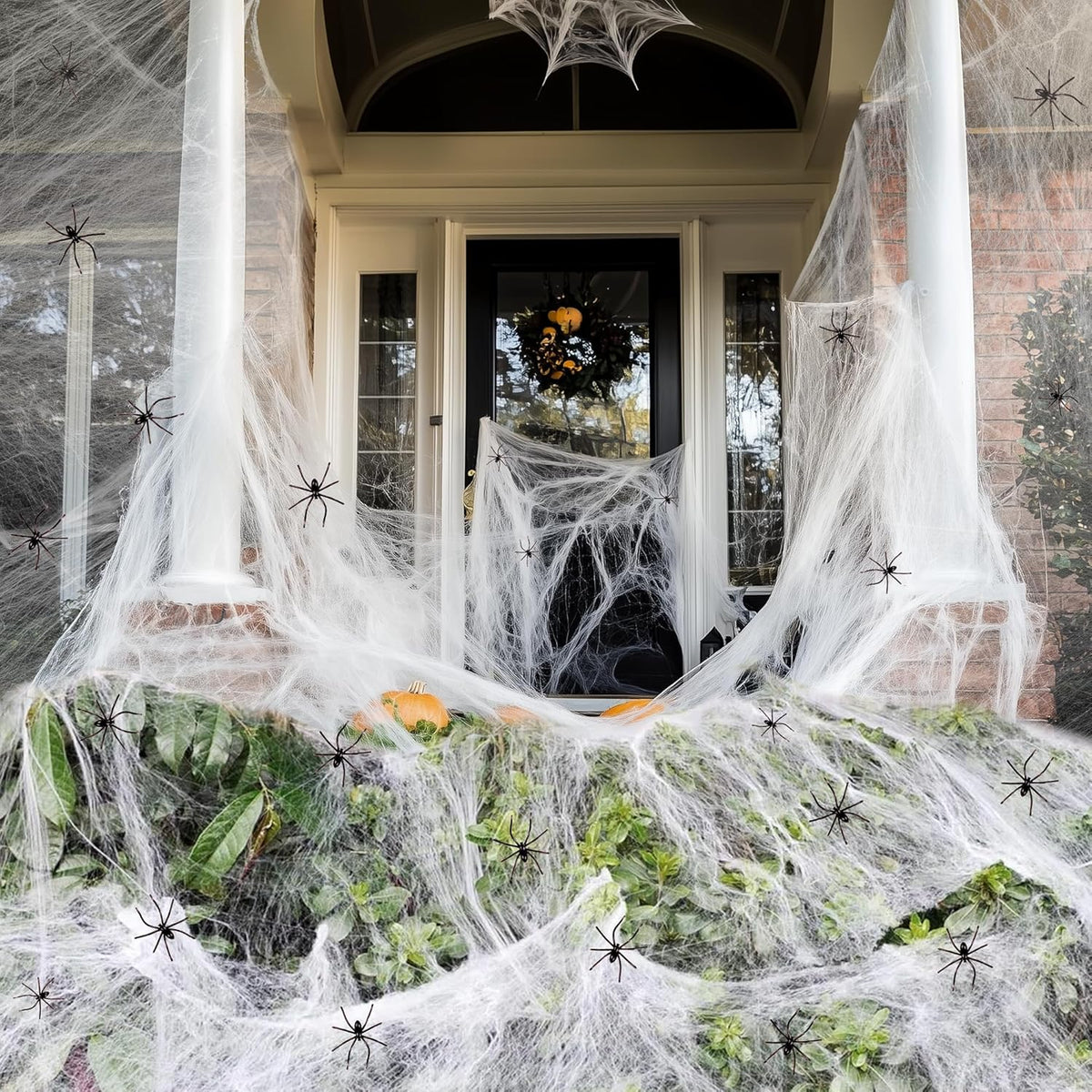 Stretchy Halloween Spider Web Decoration with Fake Spiders – view 9