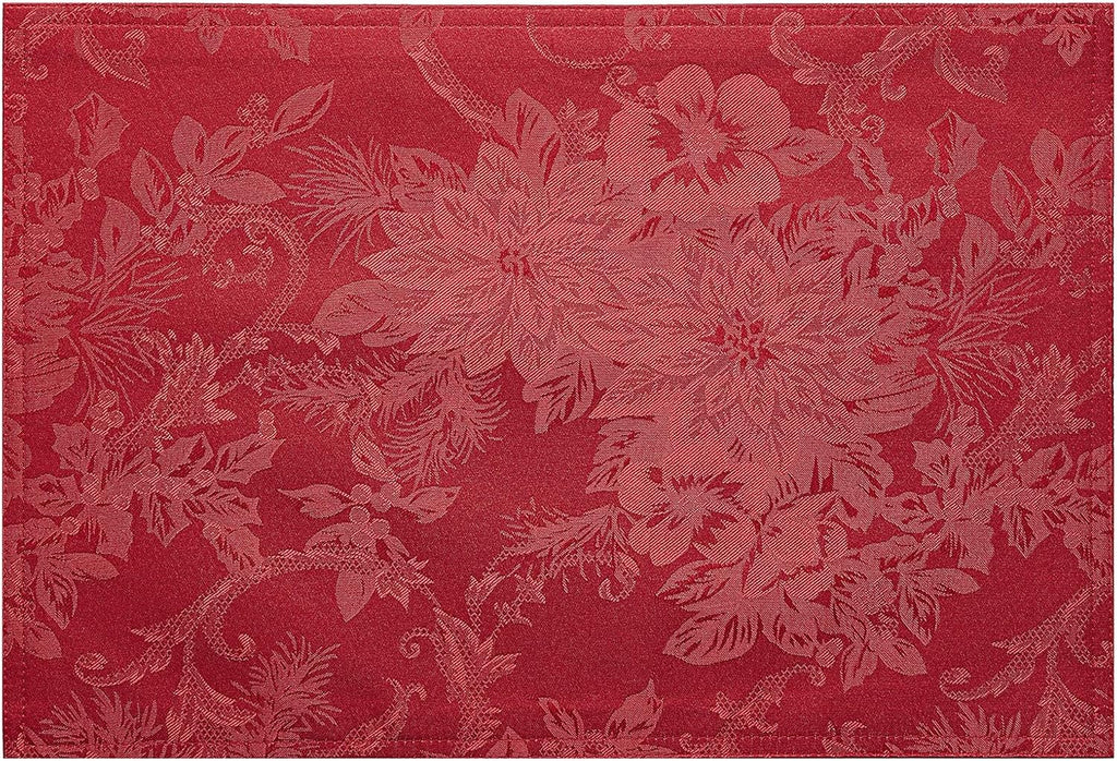 Poinsettia Jacquard Christmas Placemats – 33 x 48 cm – view 2