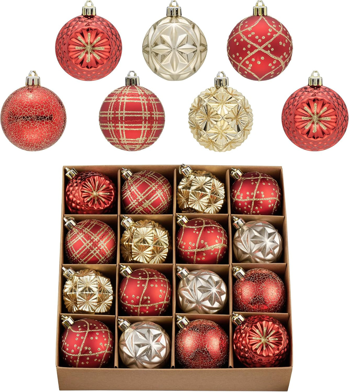Copper & Gold Christmas Ornaments – 16 Piece – view 10