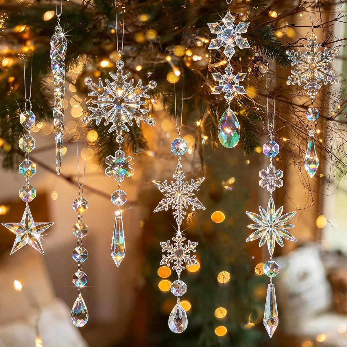 Clear Acrylic Snowflake & Crystal Ornaments – view 9
