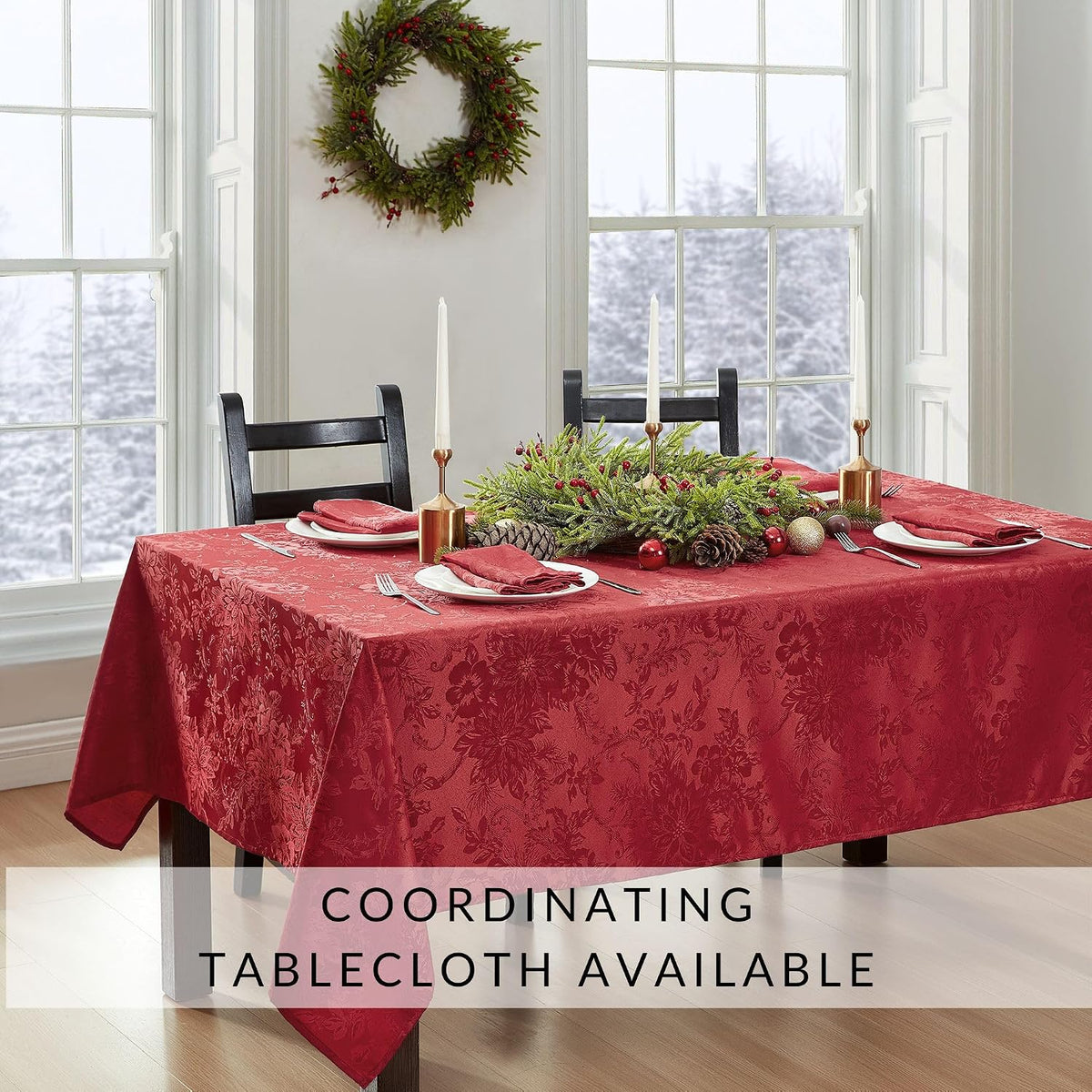 Poinsettia Jacquard Christmas Placemats – 33 x 48 cm – view 5