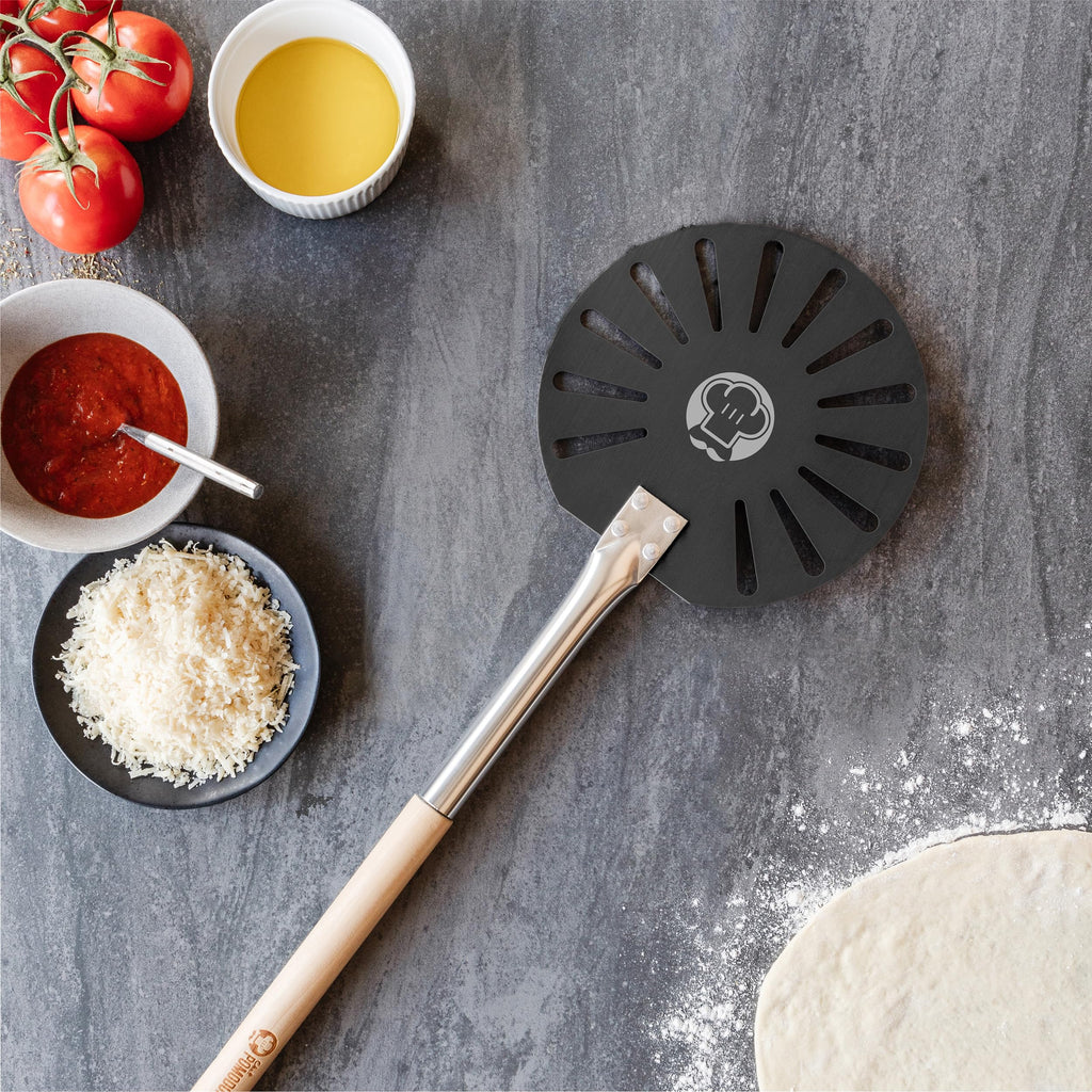Perforated Pizza Turning Peel – Detachable Long Handle
