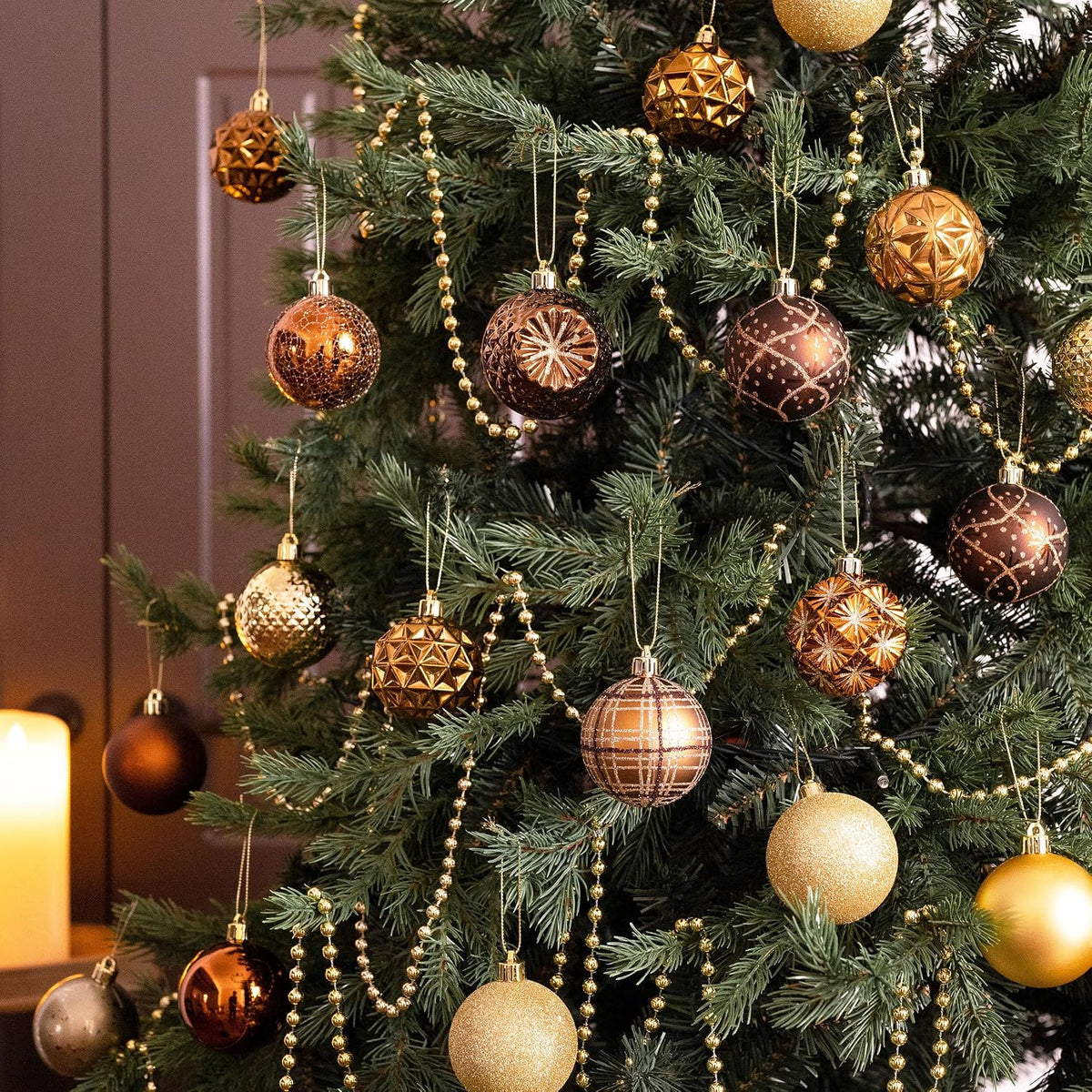 Copper & Gold Christmas Ornaments – 16 Piece – view 2