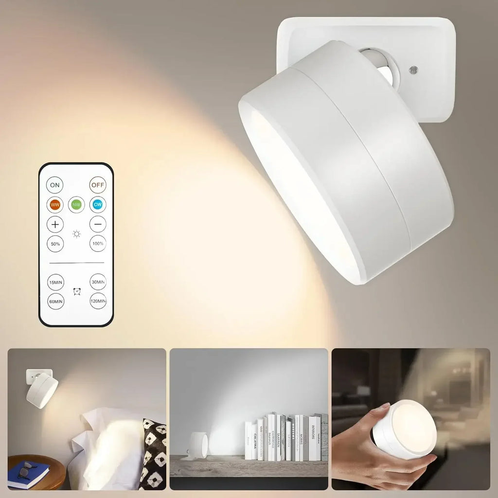 Rechargeable Magnetic Wall Light with Remote – 360° Rotating