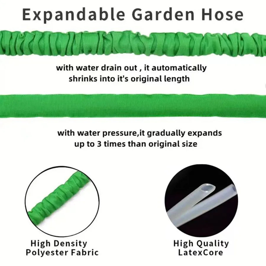 Expandable Garden Hose with 10-Pattern Spray Nozzle