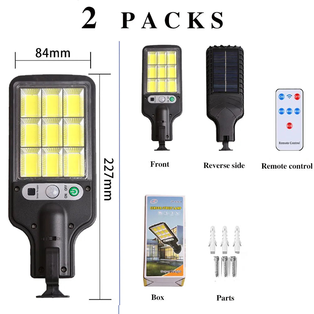 Solar Motion Sensor Wall Light – 108 LED, 2 Pack with Remote