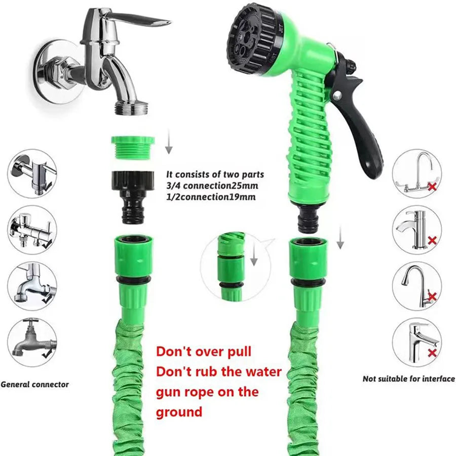 Expandable Garden Hose with 10-Pattern Spray Nozzle