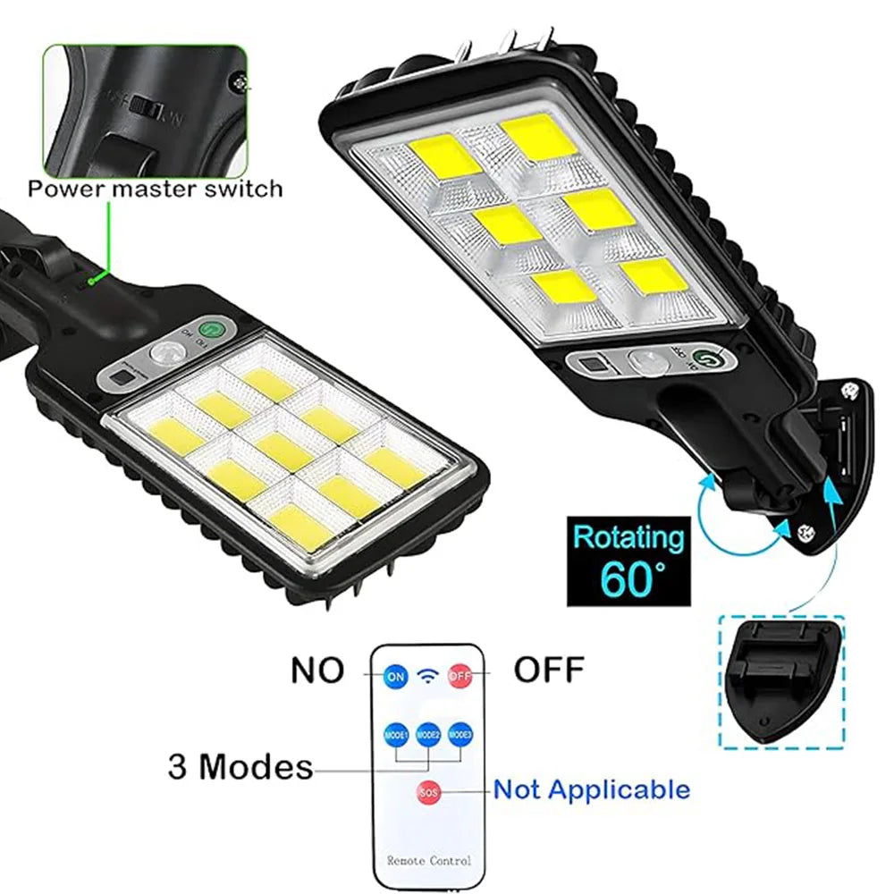 Solar Motion Sensor Wall Light – 108 LED, 2 Pack with Remote
