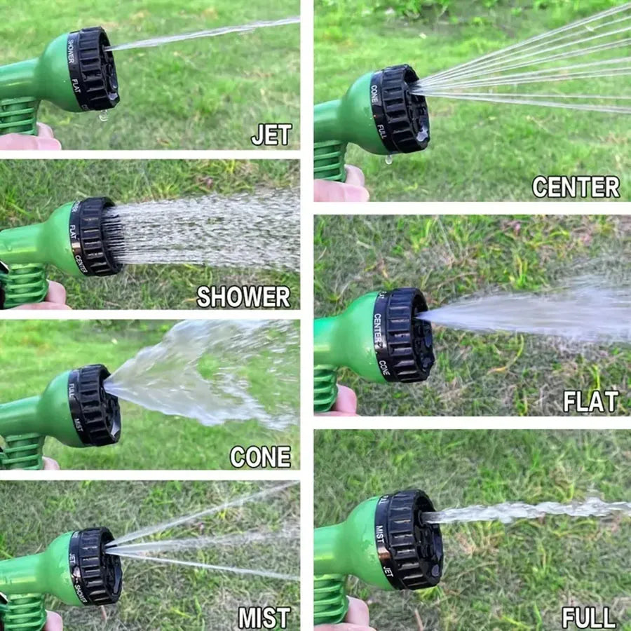 Expandable Garden Hose with 10-Pattern Spray Nozzle