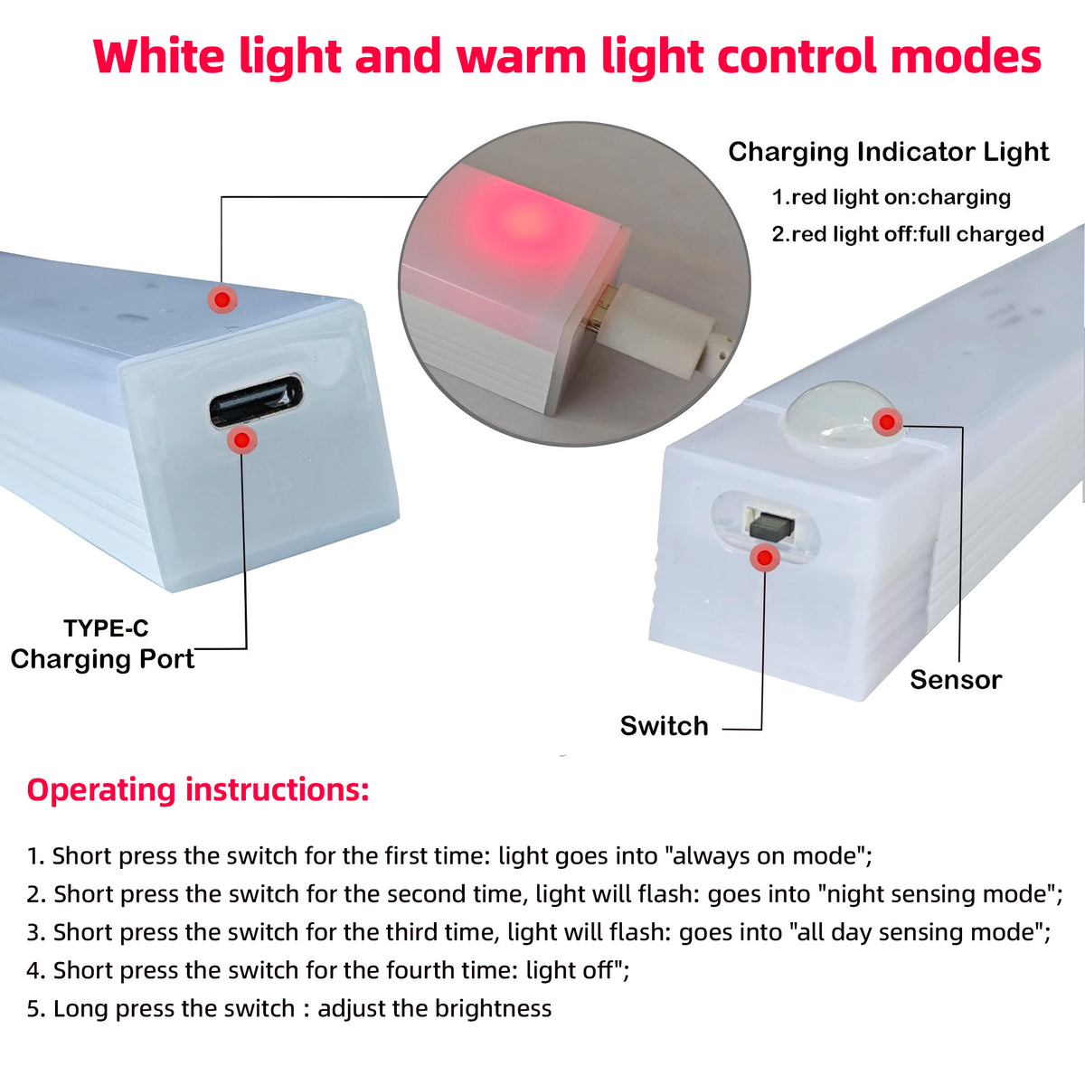 Motion Sensor LED Cabinet Light – Rechargeable, 2 Pack