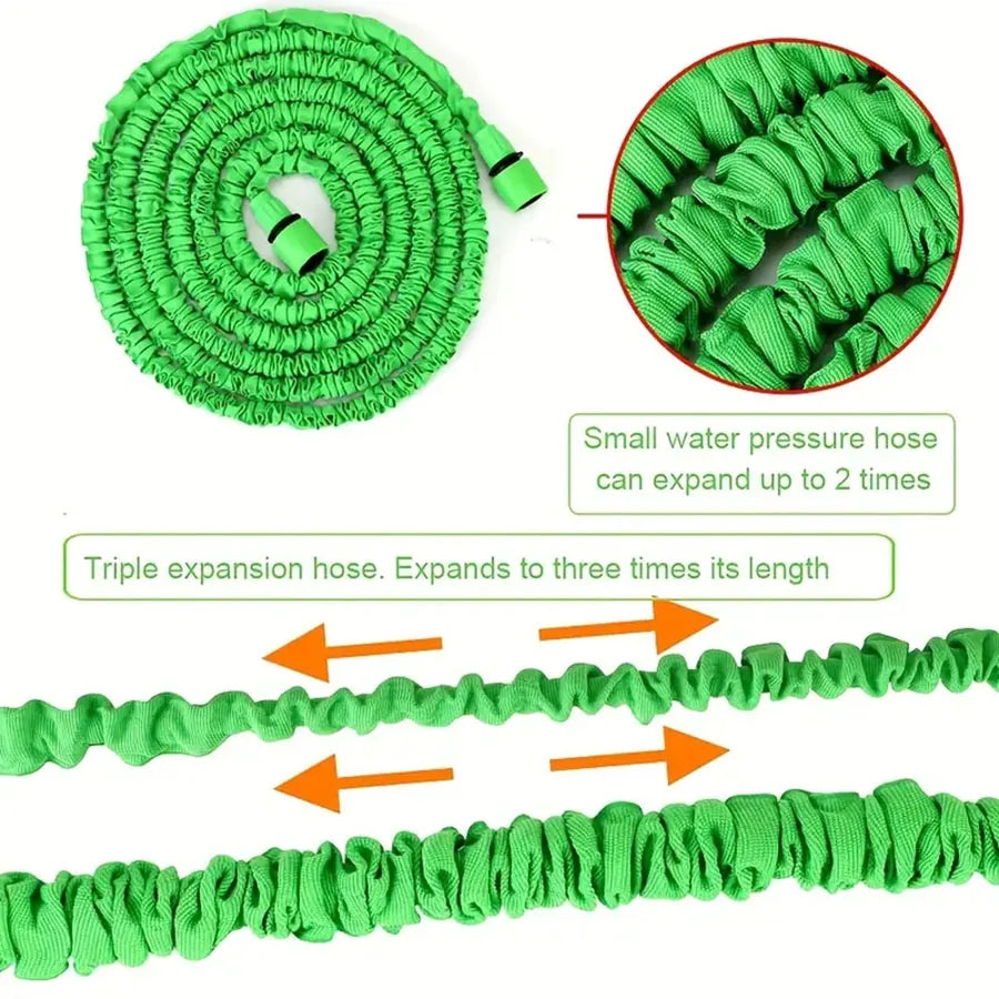 Expandable Garden Hose with 10-Pattern Spray Nozzle