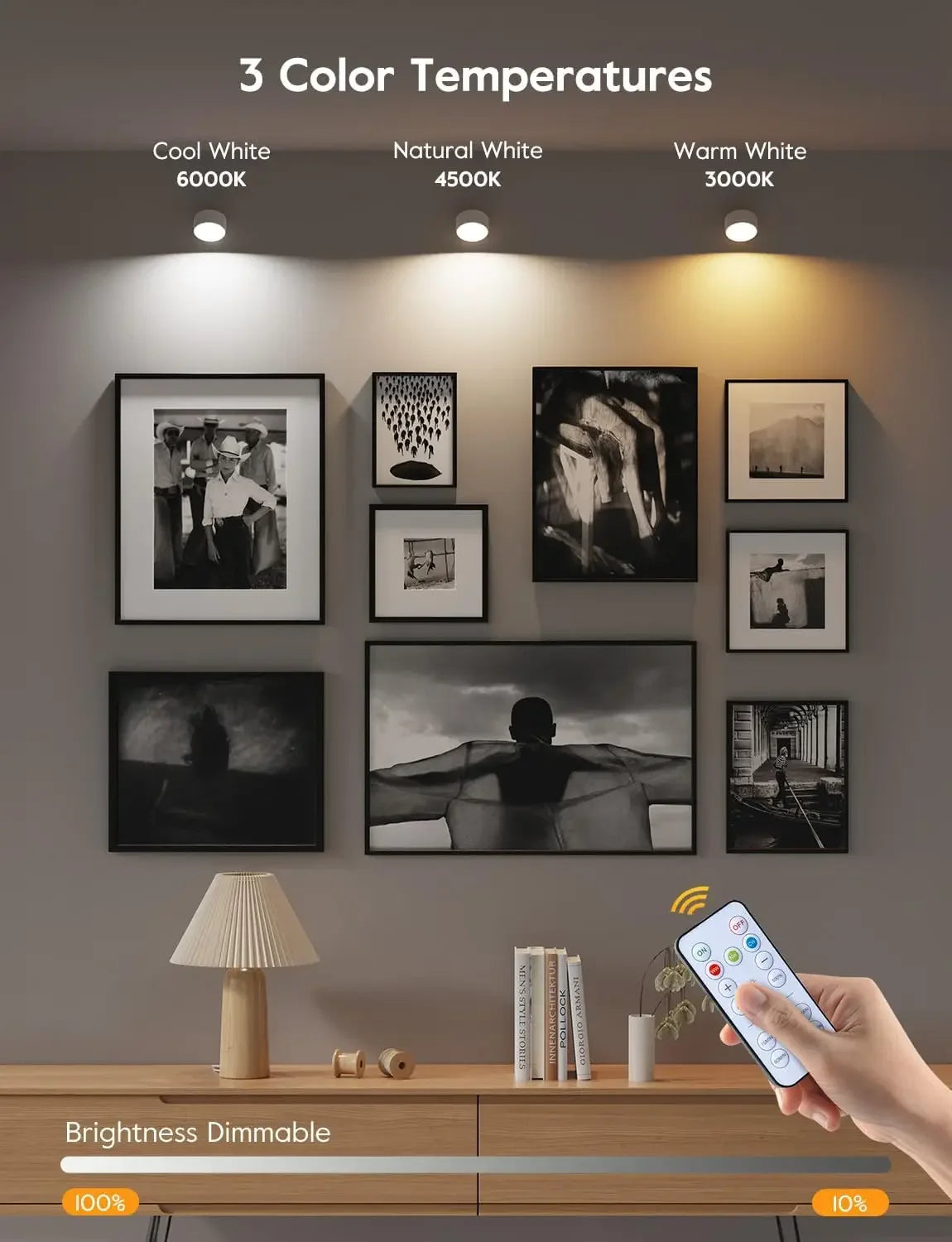 Rechargeable Magnetic Wall Light with Remote – 360° Rotating