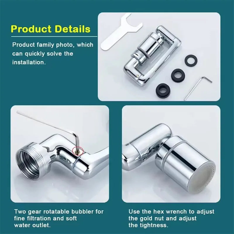 Rotating Faucet Extender – Metal Robotic Arm Tap Aerator