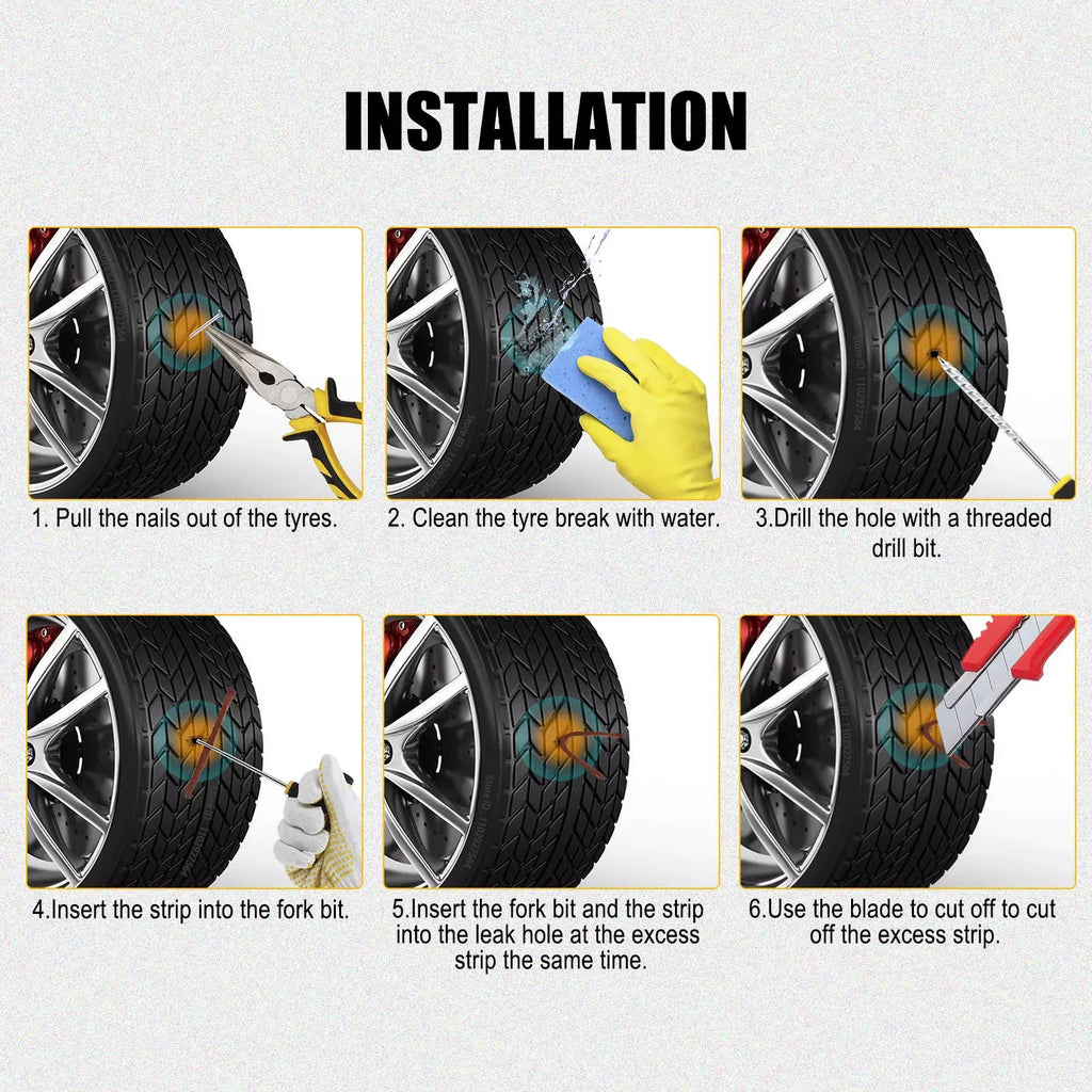 Tyre Puncture Repair Kit with Case – Plugs & Tools